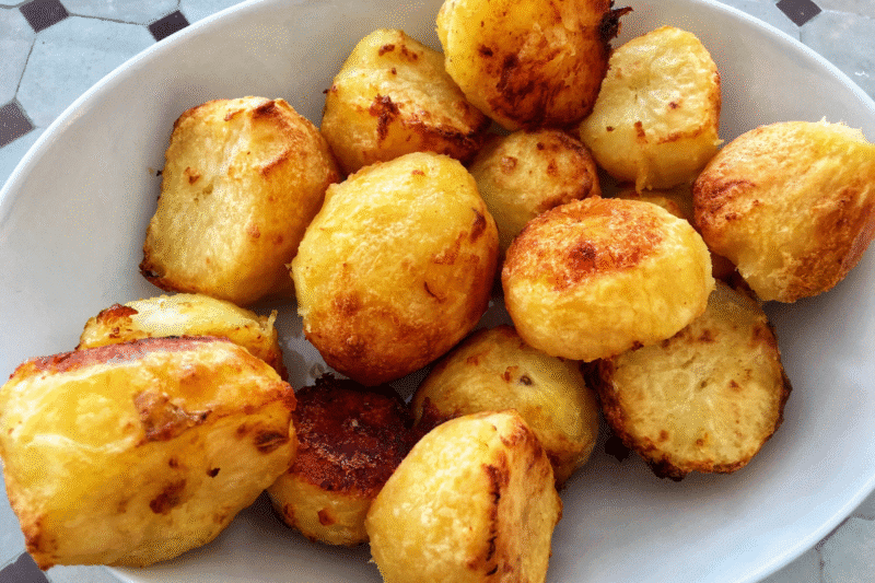 The Ultimate Roast Potatoes go brilliantly with chicken and mushroom pie